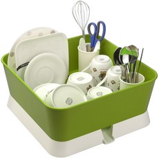 m'etonne 自動排水碗盤瀝水架, 復古綠