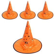 LivingDA 萬聖節星星女巫帽, 橘色, 4個