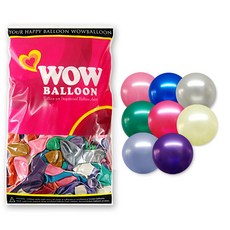 WOW PARTY KOREA WOW氣球 30cm, 100個, 金屬珠光(混合色)