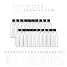 AN320 透明 PET 瓶 320ml + 黑色瓶蓋 + 簡單奶茶標籤套組 2, 20組