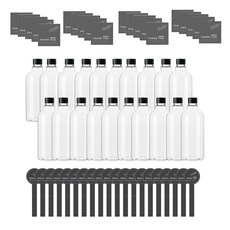 PET透明分裝瓶 AN320 320ml+瓶蓋 黑色+貼紙 LB11M+封口貼 LB1124, 20組