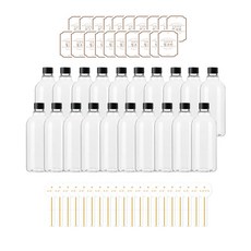 AN320 透明 PET 瓶 320ml + 黑色瓶蓋 + 皇家白奶茶標籤套組 2, 20組