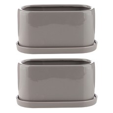 GLASSCO 三湖玻璃 亮光橢圓花盆 2入 SH2020-3, 灰色