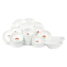 Corelle 康寧 6人份花朵印花餐碗組 29入, 胭脂三重奏, 7種餐具