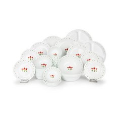 Corelle 康寧 10人份花朵印花碗盤組 40入, 胭脂三重奏, 8種餐具