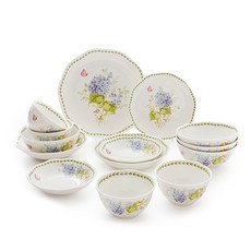 韓國 ZEN Delpi 4人家庭餐具組 14p, 飯碗 4p + 湯碗 4p + 5吋高腳碗 2p + 6吋高腳碗 2p + 7吋盤 + 9吋盤, 混合顏色