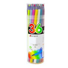 PENSING圓柱黑色木鉛筆, 36色, 1組