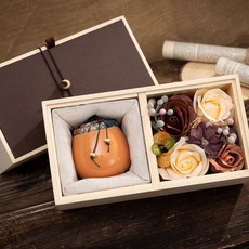 Decocomani 人造花茶杯香皂花盒, 橘色