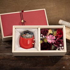 Decocomani 人造花茶杯香皂花盒, 紅色