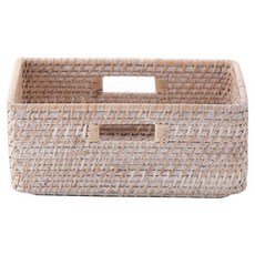 復古藤編籃 M, 洗白, 1個