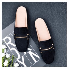 MarketA 金色鍊條穆勒拖鞋, 黑色, 250