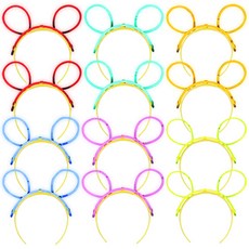 LivingDA 夜光髮箍 6種 x 2入, 紅色, 綠色, 橘色, 藍色, 粉紅色, 黃色, 1套