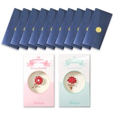 康乃馨感謝胸針 2款 + 奢華珍珠零用錢信封 10入, 深藍色, 1套