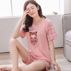 투에스벅 러브베어 임부 반팔 홈웨어 상하복 세트