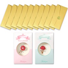 康乃馨感謝胸針 2款 + 奢華珍珠零用錢信封 10入, 金色, 1套