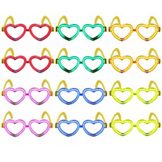 리빙다 愛心夜光眼鏡 6種 x 2p, 紅色, 綠色, 橘色, 藍色, 粉紅色, 黃色, 1套