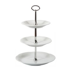 CASA MUUTTI Ccmilo Camellia 3層蛋糕盤 + 桿, 白色, 1套