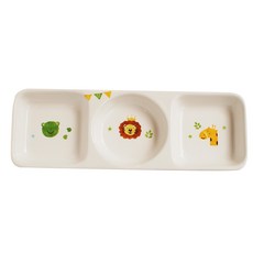 모이내츄럴 동물 3절 나눔 어린이 접시, B(사자), 1개