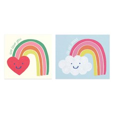 愛心雲朵彩虹貼紙 7 x 6.5 cm, 100個, 混合色