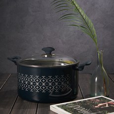 L'assiette IH感應雙耳湯鍋+鍋蓋 New Sizzle圖騰印花款, 28cm, 混色