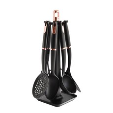R'lyeh 烹飪工具6件+收納支架組合, 黑色 玫瑰金