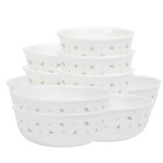 Corelle 康寧 植物印花餐碗組, 混色, 飯碗 5入+大碗 5入