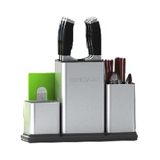 eCHOBELLE 炊具不銹鋼收納盒 3 層 + 砧板套組, 銀