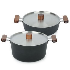 OSLO 電磁爐適用雙耳湯鍋組 C款 2入, 混色, 羊水24cm+火鍋24cm