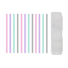 AGAFURA 矽膠吸管 12入 隨機出貨+收納盒, 1組