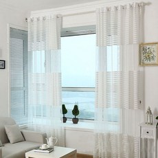 Yeeun 室內設計條紋窗簾, 白色的