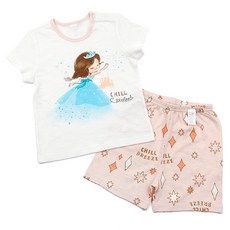 Maykids 女童公主印花5分袖家居服套裝