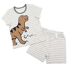 메이키즈 남아용 통기성 쿵쿵디노 오가닉 5부 슬라브 실내복 상하의 세트