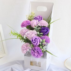 假花肥皂玫瑰+康乃馨禮物, 紫色的, 1組