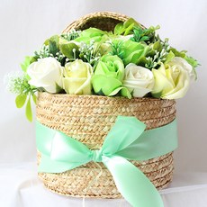 Easy Ple人造花肥皂花通勤籃 ver1, 綠色