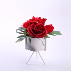 이지플 조화 비누꽃 현대식 화분, 레드, 1개