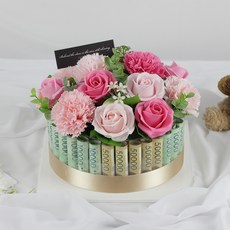 Angel Cookie 微笑香皂花蛋糕 + 提袋, 花朵蛋糕(混合顏色), 提袋(隨機出貨), 1個