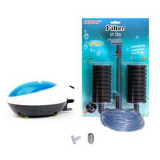 LEECOM 魚缸過濾海綿過濾器 IF-734 + 低噪音雙孔增氧機 Au-314 套組, 1套