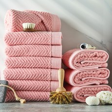 SOFT TOUCH 人字紋毛巾 170g, 粉紅色, 10個