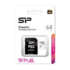 Silicon Power 廣穎電通 micro SDXC Class10 Superior UHS-I 4K U3 A2 V30, 64GB, 1個