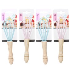 Casasunco 木柄矽膠打蛋器套組, 藍色, 粉色, 2套