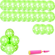 Neotex 派對秀 圓點印刷氣球 30cm 30入 + 手動打氣筒組合, 氣球(萊姆綠), 手動打氣筒(隨機出貨), 1套