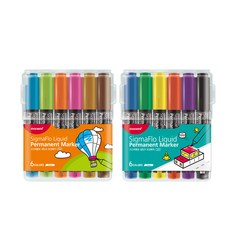 MONAMI 慕那美 Sigmaflow Raw Ink Oily Magic 120 視覺筆尖 6 色 A + B 套組, A（藍色、綠色、黃色、紅色、紫色、黑色）、B（天空、綠色、橙色、粉色、赭色、棕色）, 1套