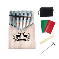 卡林巴鹿+小袋+調音錘+鍵盤貼紙+刻度雕刻套組, 鹿, 1組