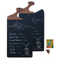 GGUN'S 砧板造型粉筆黑板菜單板 胡桃木色 ds200 2入 + 畫框掛勾 + 12色Crayola粉筆組, 松樹原木