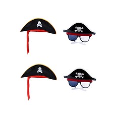 高級海盜船長帽 + 海盜船長眼鏡, 混色, 2套