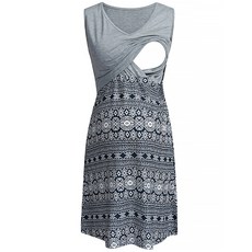 마켓에이 슬리브리스 패턴 임산부 수유 원피스