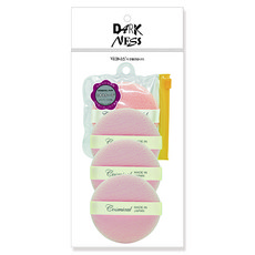 Darkness 圓形粉撲 S號 4入+收納袋 S號, 混色, 1套