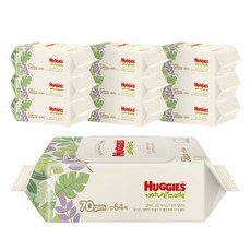 하기스 네이처메이드 유아물티슈 캡형 70gsm, 10세트, 64매