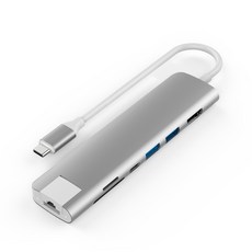 INON USB 3.0 Type-C 7合1多功能集線器 記憶卡讀卡機, IN-UH510C, 銀色, 1個
