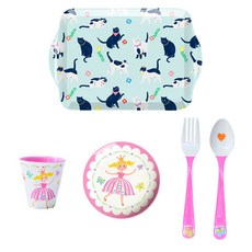 餐具5件組, 公主款, 托盤+叉子+湯匙+杯子+盤子